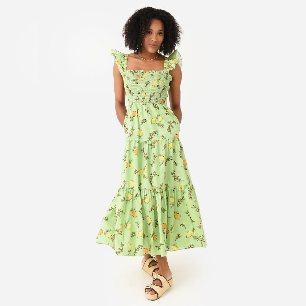 KITRI Aisha Green Citrus Maxi-Dress Bohemian Chic Spring Summer Beauty  Cotton 4